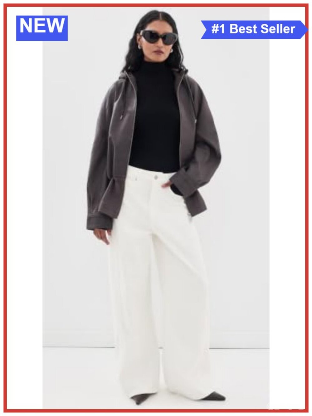 Lambskin Leather Jacket Drawstring Waist Two-Way Zip Lightweight